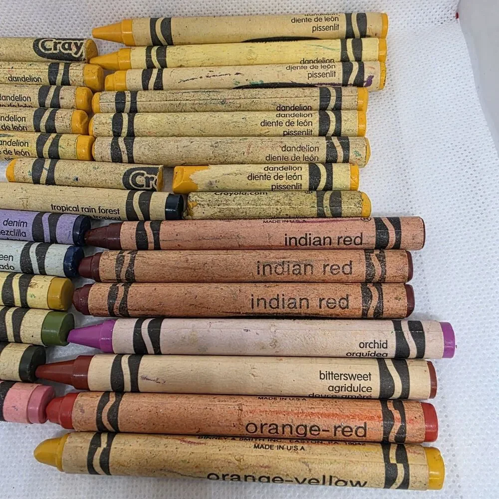 Lot Retired/Discontinued Crayola Crayons:Dandelion, Orange-Red, Indian Red &more